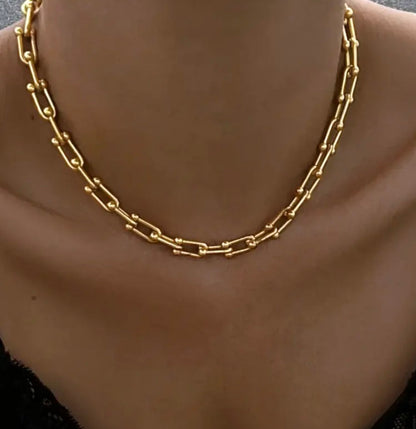 18K Gold Plated Link Hardware Paperclip Chain Necklace