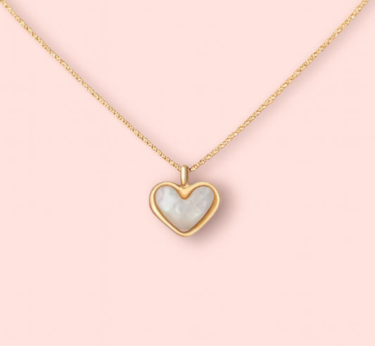 White Quartz Heart 18K Gold Plated Chain Necklace Wedding jewellery