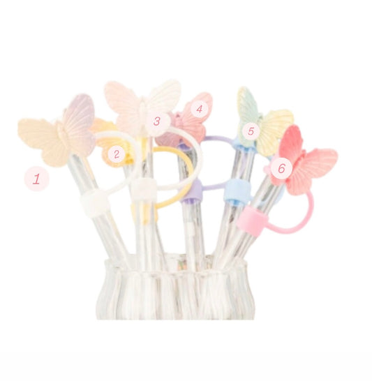Pastel Rainbow Butterfly Straw Topper