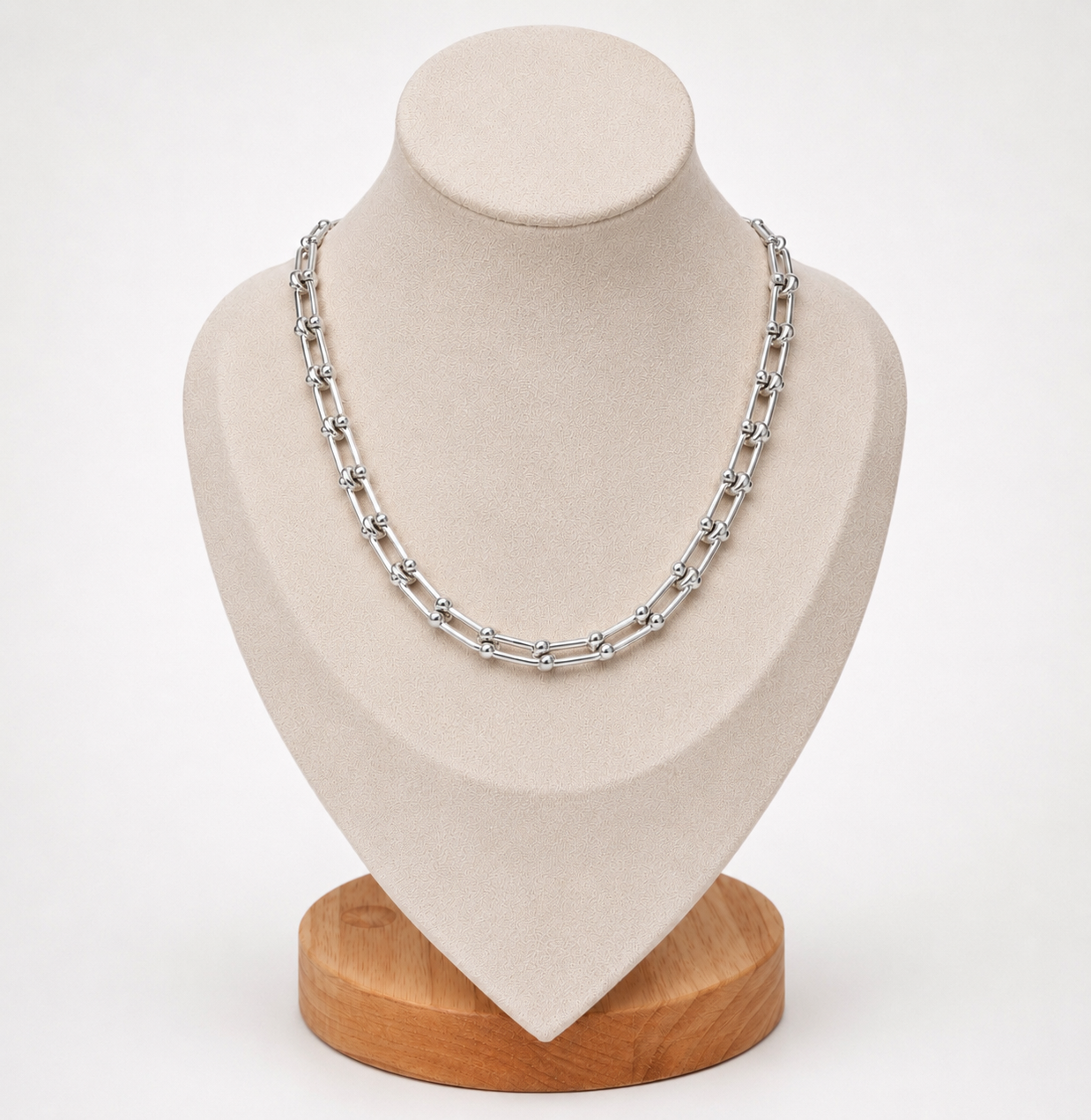 Silver Link Hardware Paperclip Chain Necklace PVD coated waterproof