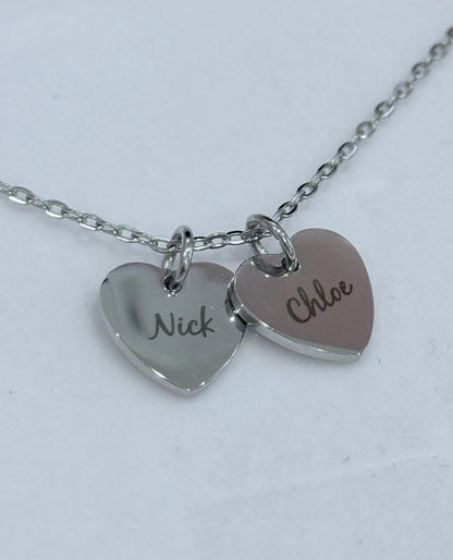 Personalised Necklace - Hearts/ Disc Charms in 18K gold or silver plated