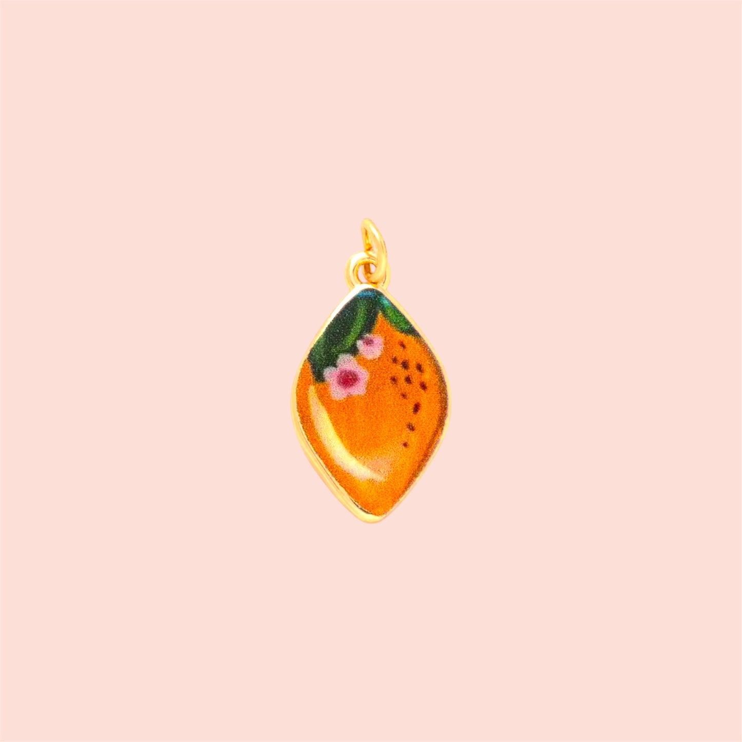 18K Gold Plated Hand painted Lemon Enamel Charm