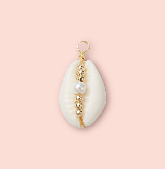 Pearl Cowrie Shell Charm