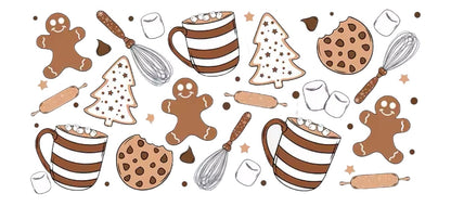 Christmas 16oz Glass Cup with Bamboo Lid & Glass Straw Reusable Portable Drinkware Cute Design UVDTF Transfer Water Bottles Mug Bamboo Drinkware Bottle Water Bottles Mug Tumbler Portable Reusable Bottled Lid