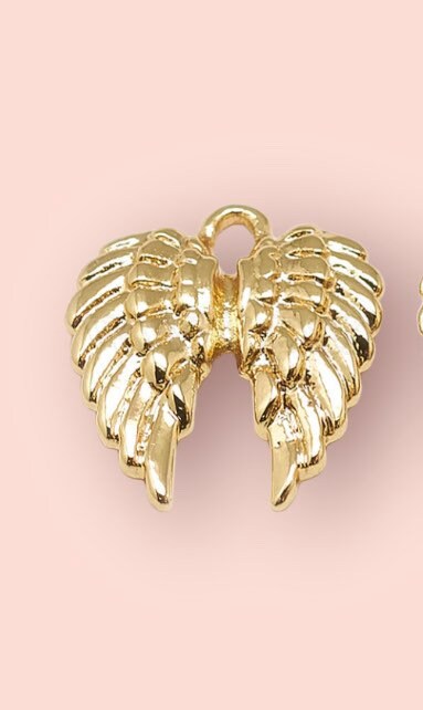 18K Gold Plated Huggies Hoop Angel Wings charm Earrings dangly festive