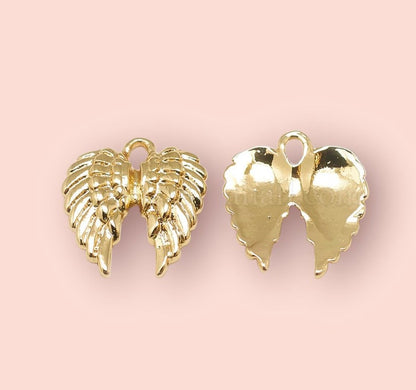 18K Gold Plated Huggies Hoop Angel Wings charm Earrings dangly festive