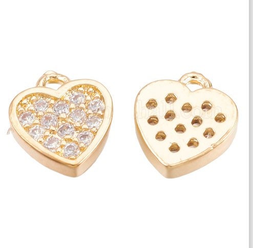 18K Gold Plated Heart Huggies Hoop Earrings set with cubic zirconia stones