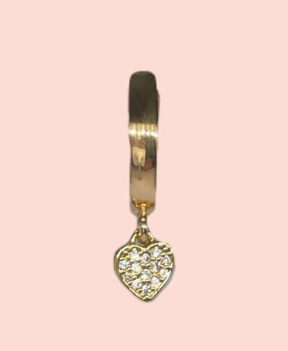 18K Gold Plated Heart Huggies Hoop Earrings set with cubic zirconia stones