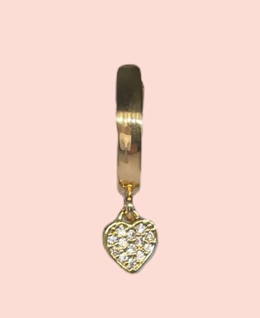 18K Gold Plated Heart Huggies Hoop Earrings set with cubic zirconia stones