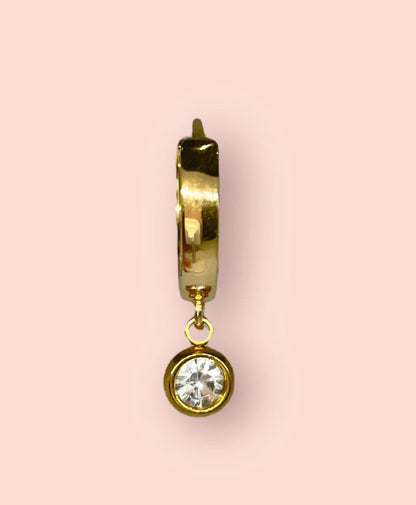 18K Gold Plated Silver Sparkle Crystal gemstone Huggies Hoop Earrings
