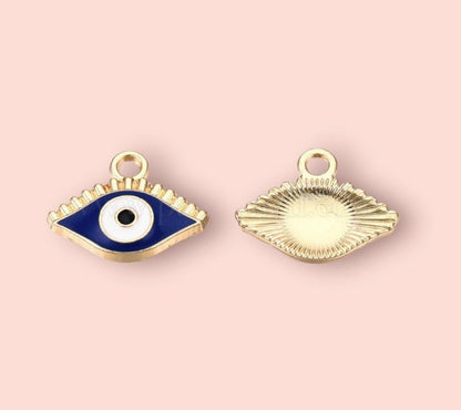 18K Gold Plated Evil Eye charm Heart Huggies Hoop Earrings