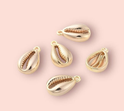 18K Gold Plated Cowrie shell charm Heart Huggies Hoop Earrings beach summer ocean