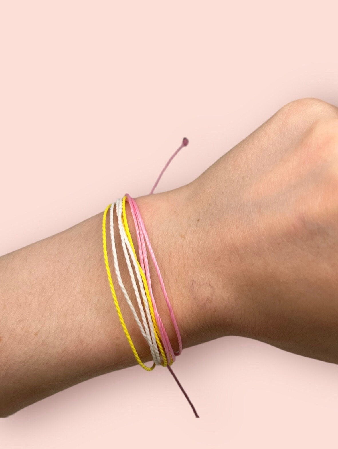 Pink lemonade wax string bracelet!
