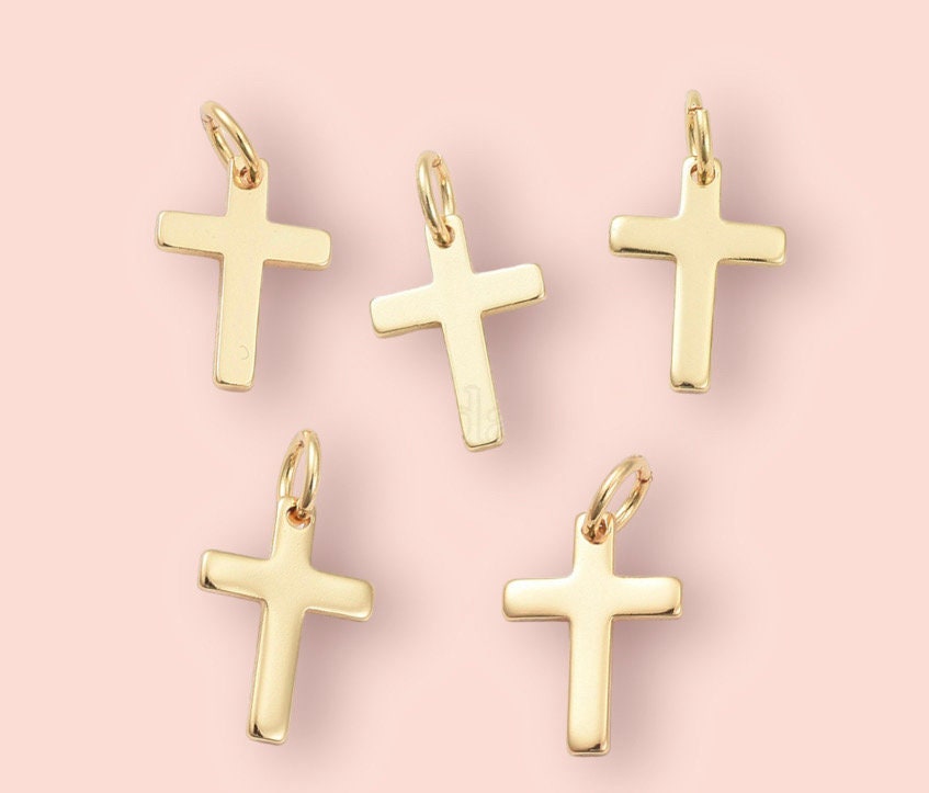 18K Gold Plated Cross charm Huggies Hoop Earrings