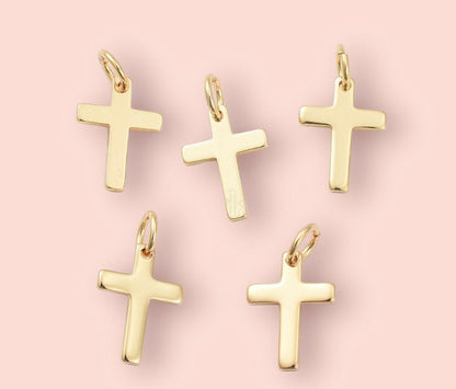 18K Gold Plated Cross charm Huggies Hoop Earrings