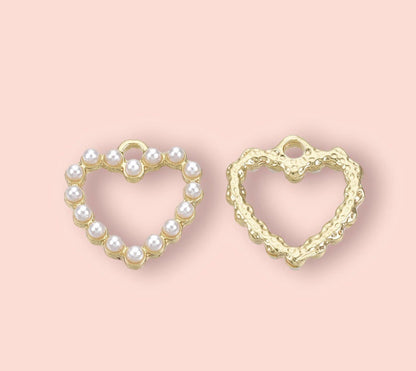 18K Gold Plated Heart Huggies Hoop Earrings - White pearl heart charm Taylor Swift Swifty