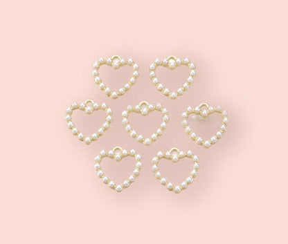 18K Gold Plated Heart Huggies Hoop Earrings - White pearl heart charm Taylor Swift Swifty