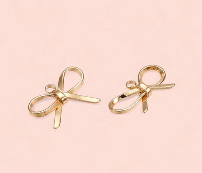 18K Gold Plated Ribbon Bow Huggies Hoop Earrings