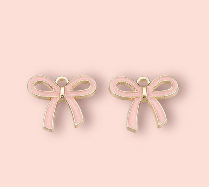 18K Gold Plated Pink Bow Huggies Hoop Earrings!