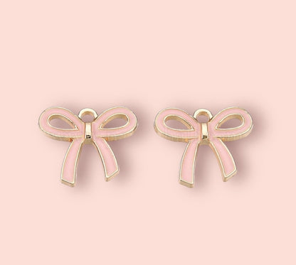 18K Gold Plated Pink Bow Huggies Hoop Earrings!