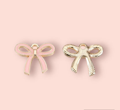 18K Gold Plated Pink Bow Huggies Hoop Earrings!