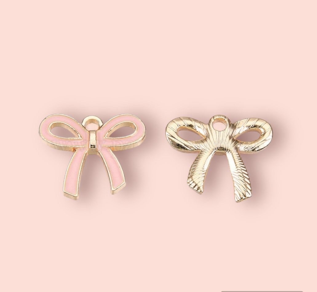 18K Gold Plated Pink Bow Huggies Hoop Earrings!