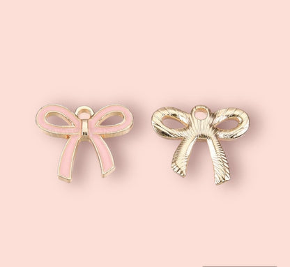 18K Gold Plated Pink Bow Huggies Hoop Earrings!