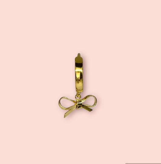 18K Gold Plated Ribbon Bow Huggies Hoop Earrings