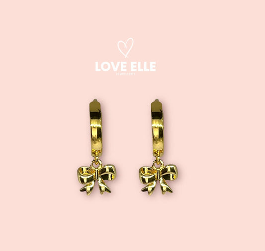 18K Gold Plated  Bow Huggies Hoop Earrings