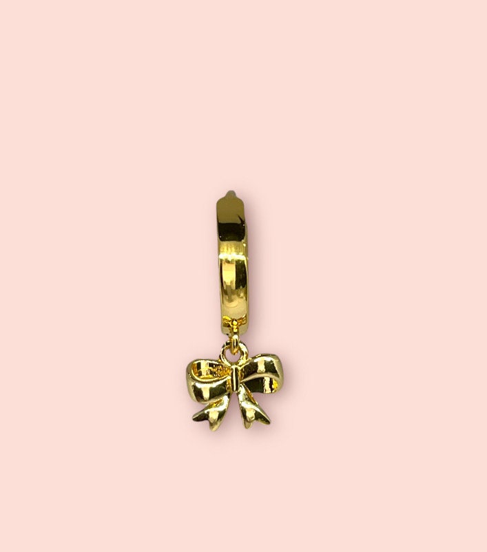 18K Gold Plated  Bow Huggies Hoop Earrings