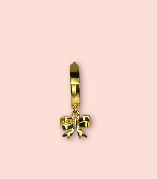 18K Gold Plated  Bow Huggies Hoop Earrings