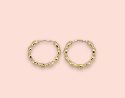 18K Gold Plated Twisted Hoop Huggie Earrings