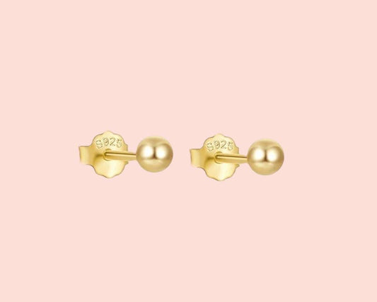18K gold plated Gold Ball round stud earrings