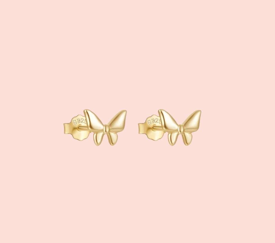 18K gold plated Gold Butterfly stud earrings