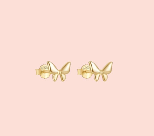 18K gold plated Gold Butterfly stud earrings