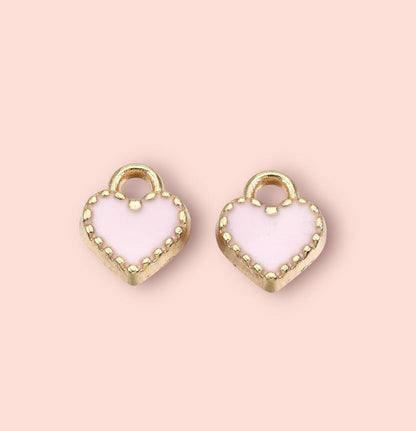 18K Gold Plated Mini Heart Huggies Hoop Earrings - Pink & Gold