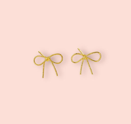 18K Gold Plated Twisted Bow Stud Earrings