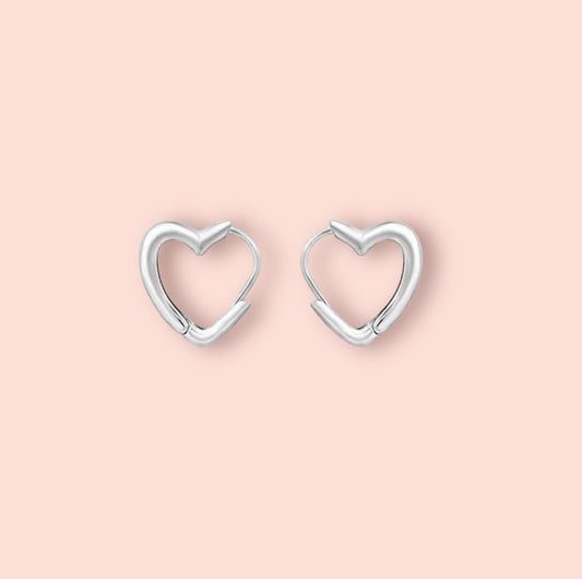 925 Sterling Silver Heart Huggies Hoop Earrings