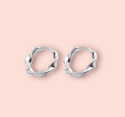 925 Sterling Silver 13mm Twist Hoop earrings