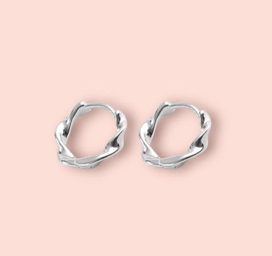 925 Sterling Silver 13mm Twist Hoop earrings