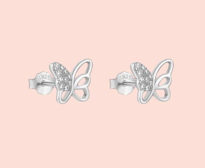 925 Sterling Silver Butterfly Sparkle stud earrings
