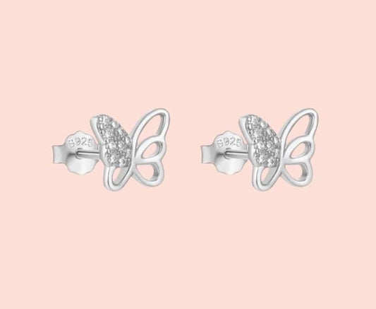 925 Sterling Silver Butterfly Sparkle stud earrings