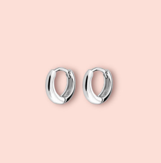925 Sterling Silver 9mm Plain mini Hoop earrings